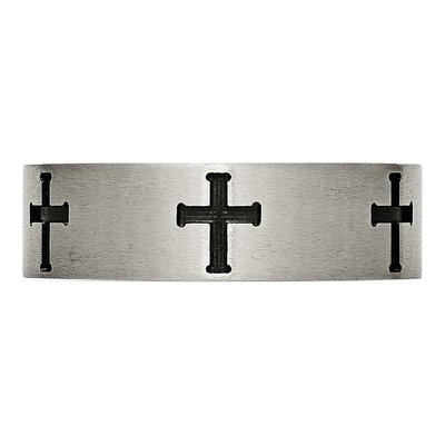 Black Titanium 7mm Cross Wedding Band – view 5