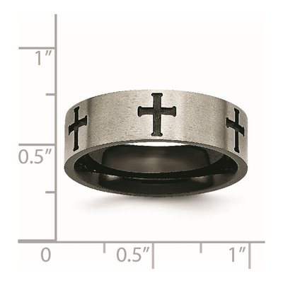 Black Titanium 7mm Cross Wedding Band – view 8