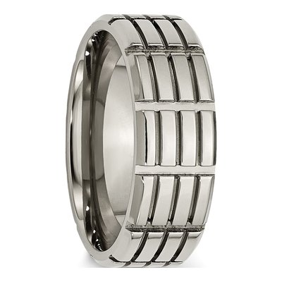 Titanium 8mm Grooved Wedding Band – view 5