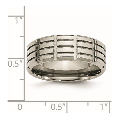 Titanium 8mm Grooved Wedding Band – view 7
