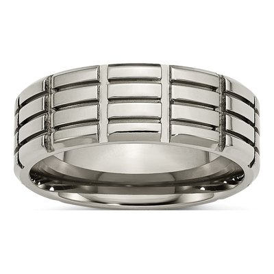Titanium 8mm Grooved Wedding Band