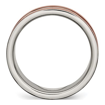 Titanium 8mm Brown IP Grooved Wedding Band – view 3