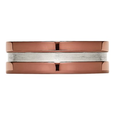 Titanium 8mm Brown IP Grooved Wedding Band – view 4