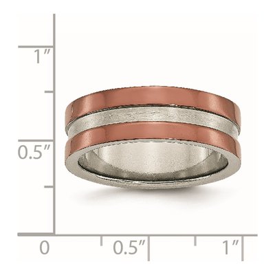Titanium 8mm Brown IP Grooved Wedding Band – view 7