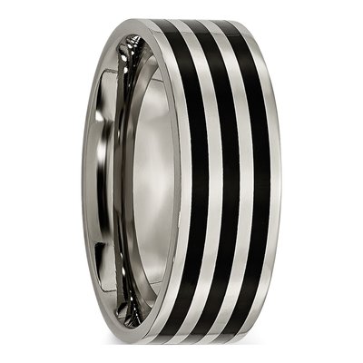 Black Titanium 8mm Striped Wedding Band – view 5