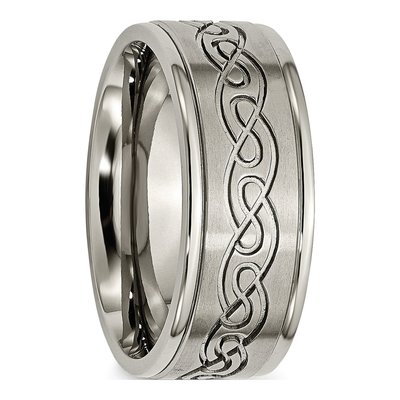 Titanium 9mm Scroll Wedding Band – view 6