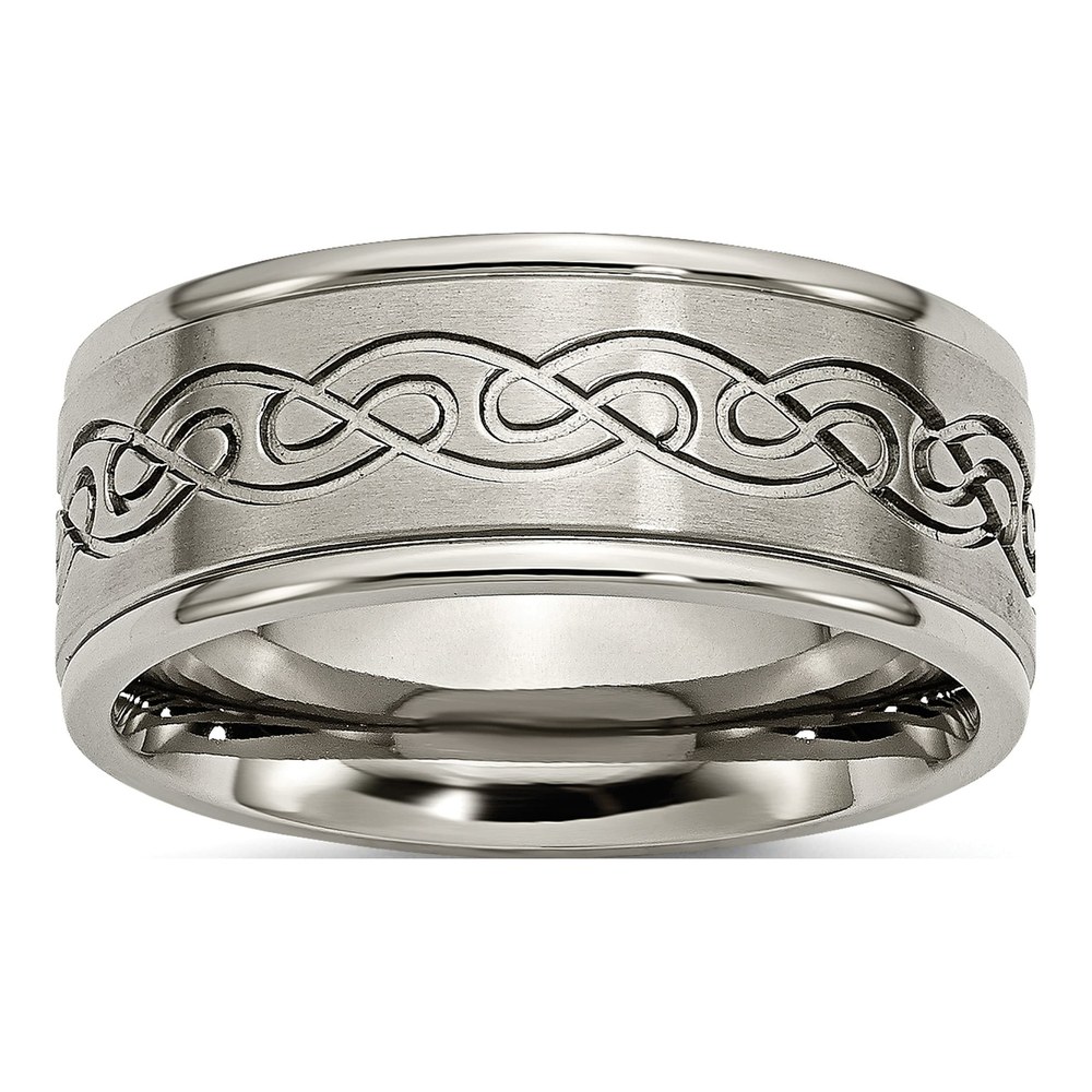 Titanium 9mm Scroll Wedding Band