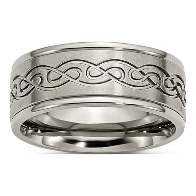 Titanium 9mm Scroll Wedding Band