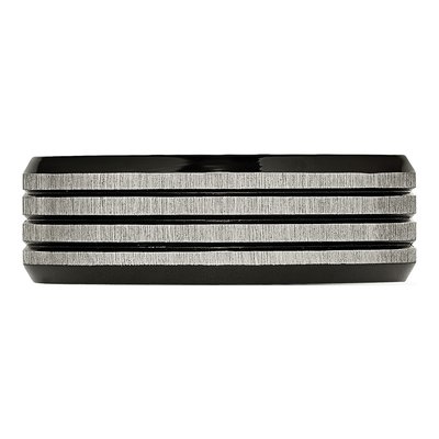 Black Titanium 8mm Striped Wedding Band – view 4