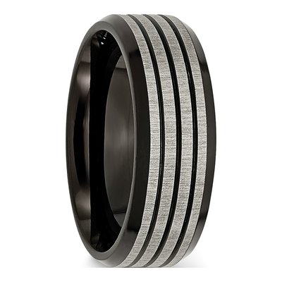 Black Titanium 8mm Striped Wedding Band – view 5
