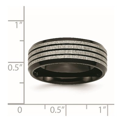 Black Titanium 8mm Striped Wedding Band – view 7