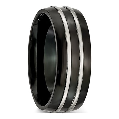Black Titanium 8mm Grooved Wedding Band – view 5