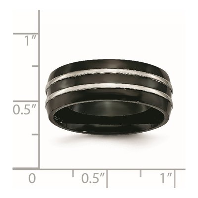 Black Titanium 8mm Grooved Wedding Band – view 7