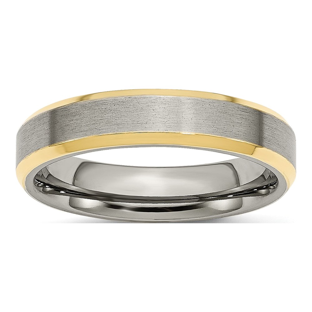 Men's Titanium Yellow IP Brushed Wedding Band