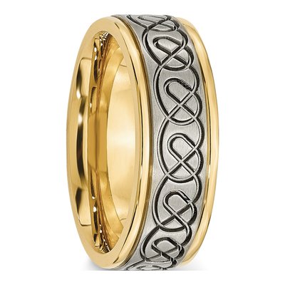 Titanium 8mm IP Scroll Wedding Band – view 6