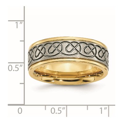 Titanium 8mm IP Scroll Wedding Band – view 8
