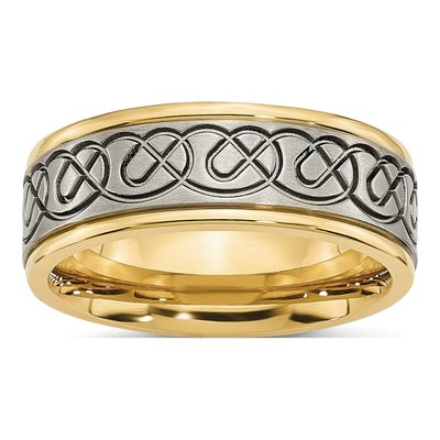 Titanium 8mm IP Scroll Wedding Band