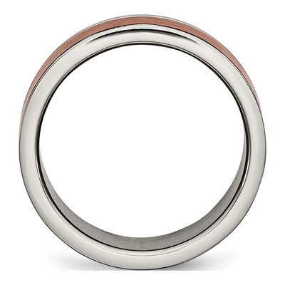 Titanium 8mm Brown IP Grooved Wedding Band – view 4