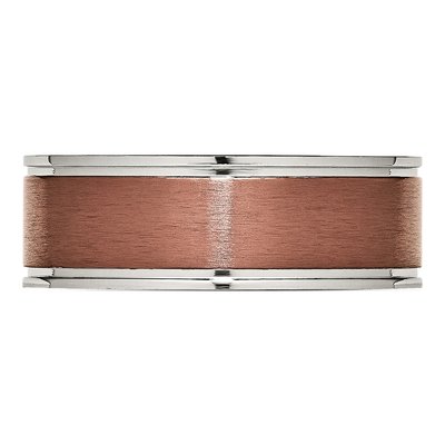 Titanium 8mm Brown IP Grooved Wedding Band – view 5