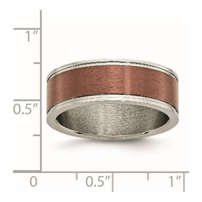 Titanium 8mm Brown IP Grooved Wedding Band – view 8