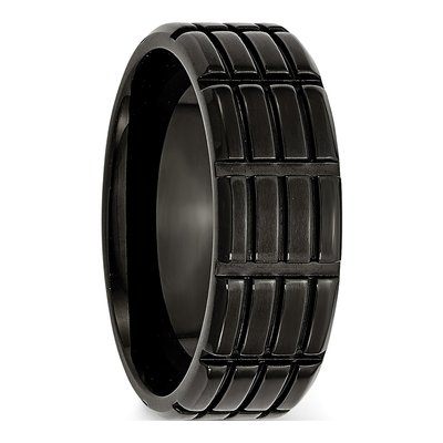 Black Titanium 8mm Grooved Wedding Band – view 5