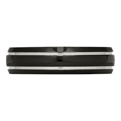 Black Titanium 6mm Grooved Wedding Band – view 5