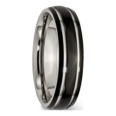 Black Titanium 6mm Grooved Wedding Band – view 6