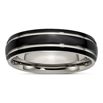 Black Titanium 6mm Grooved Wedding Band