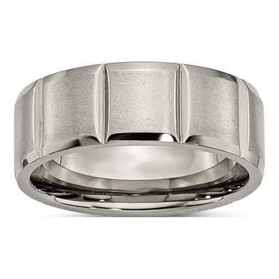 Titanium 8mm Grooved Wedding Band