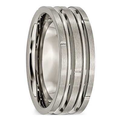 Titanium 8mm Grooved Wedding Band – view 5