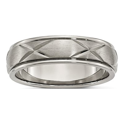 Titanium 6mm X-Design Wedding Band