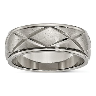 Titanium 8mm X-Design Wedding Band