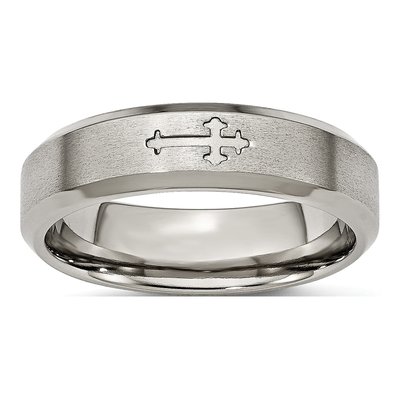 Titanium 6mm Cross Wedding Band