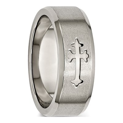 Titanium 8mm Cross Wedding Band – view 7