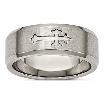 Titanium 8mm Cross Wedding Band