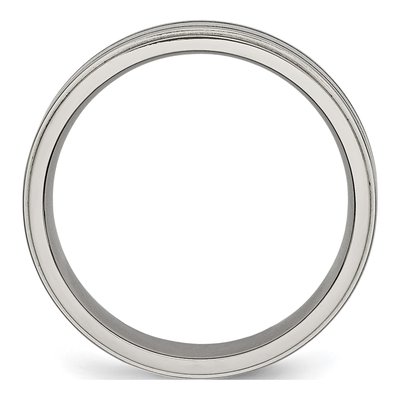 Titanium 6mm Black Enamel Ridged Wedding Band – view 4
