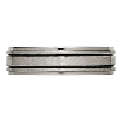 Titanium 6mm Black Enamel Ridged Wedding Band – view 5