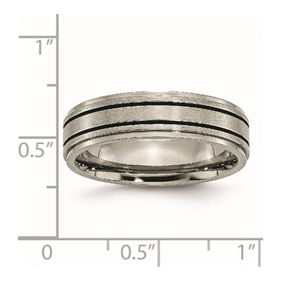 Titanium 6mm Black Enamel Ridged Wedding Band – view 8