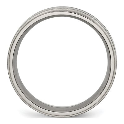 Titanium 8mm Black Enamel Ridged Wedding Band – view 4