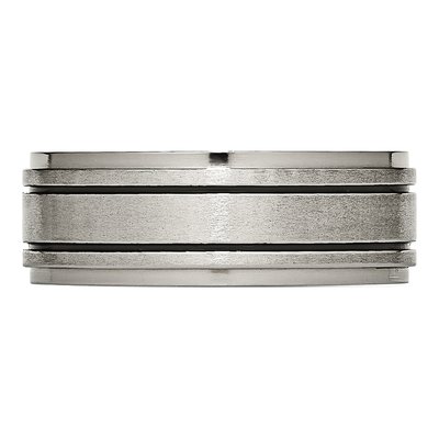 Titanium 8mm Black Enamel Ridged Wedding Band – view 5