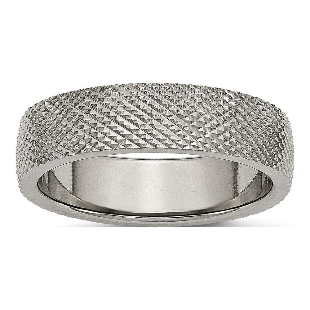 Men's Titanium Polished Textured 6mm Wedding Band