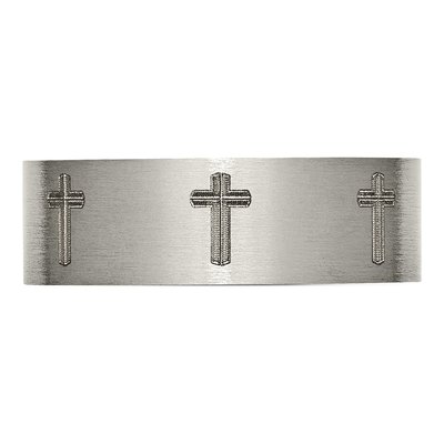 Titanium 8mm Cross Design Wedding Band – view 5
