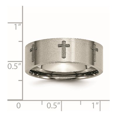 Titanium 8mm Cross Design Wedding Band – view 8