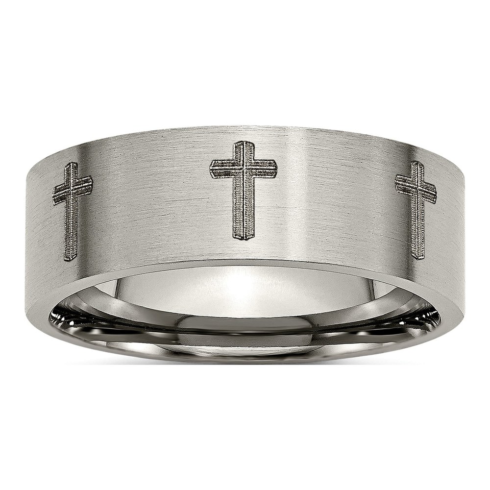 Titanium 8mm Cross Design Wedding Band