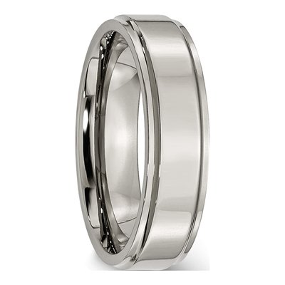 Titanium 6mm Ridged Edge Wedding Band – view 5