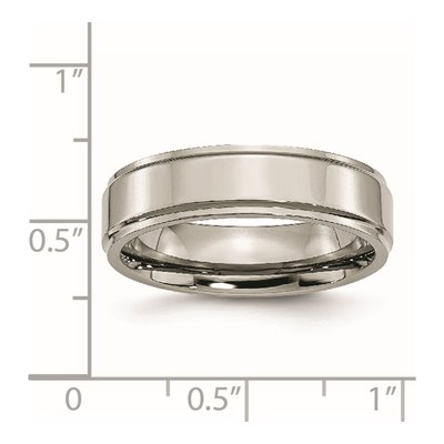 Titanium 6mm Ridged Edge Wedding Band – view 7