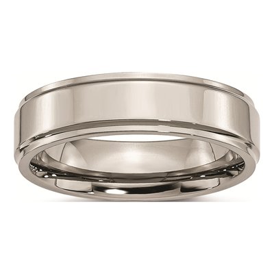 Titanium 6mm Ridged Edge Wedding Band