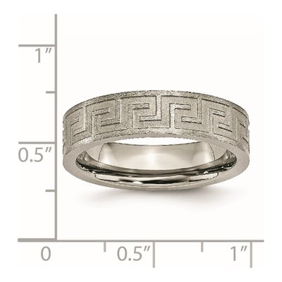 Titanium 6mm Greek Key Wedding Band – view 7