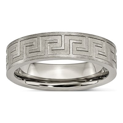 Titanium 6mm Greek Key Wedding Band