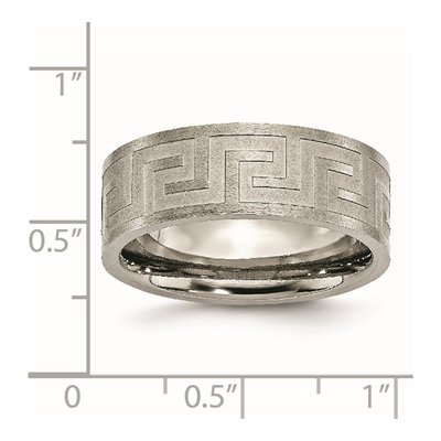 Titanium 8mm Greek Key Wedding Band – view 7